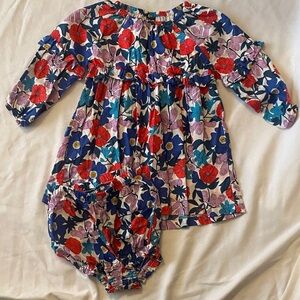 Tea Collection Colorful Floral Dress With Matching Bloomers Size 9-12 months